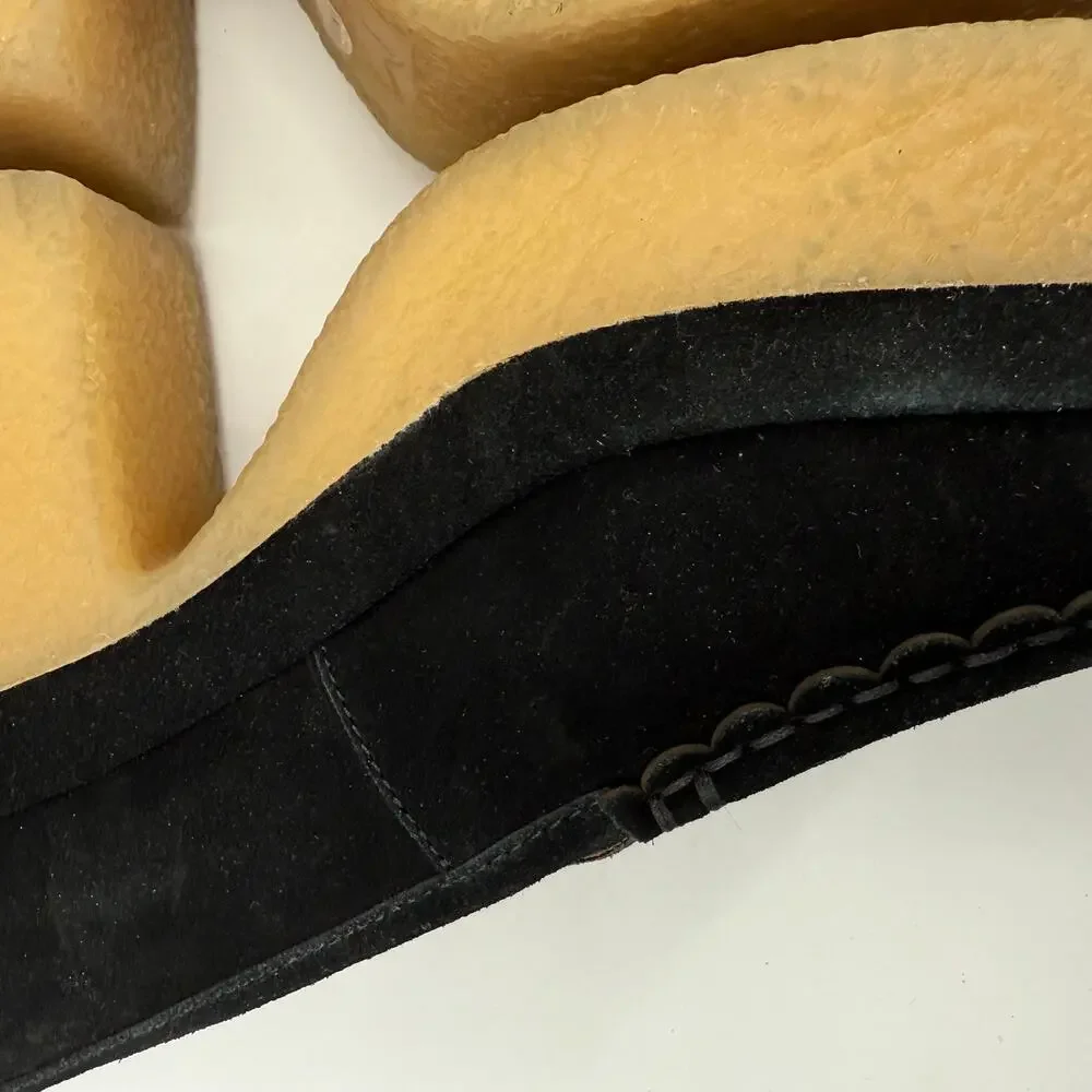 Marc Fisher Lina Shoes Size 9.5 Platform Loafer Black Suede Chunky Rubber Heel